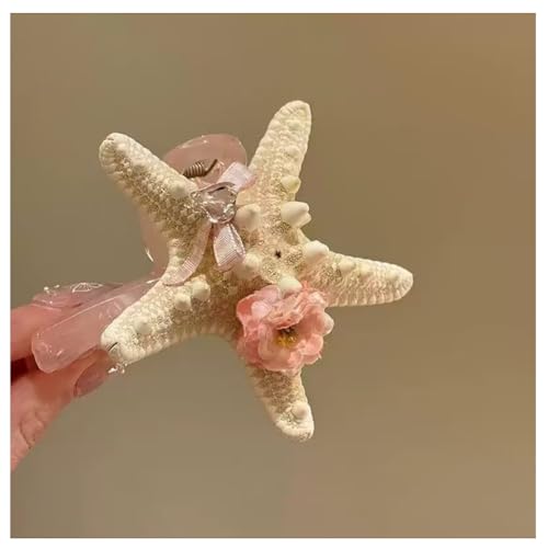 Pmnzdy Seestern-Haarspange Mit Blumen Seitliche Haarspange Strandresort-Stil Haarspangen Haarnadel Seitenclip Haarschmuck Strand Haarclips Haar-Accessoires für Frauen und Mädchen von Pmnzdy
