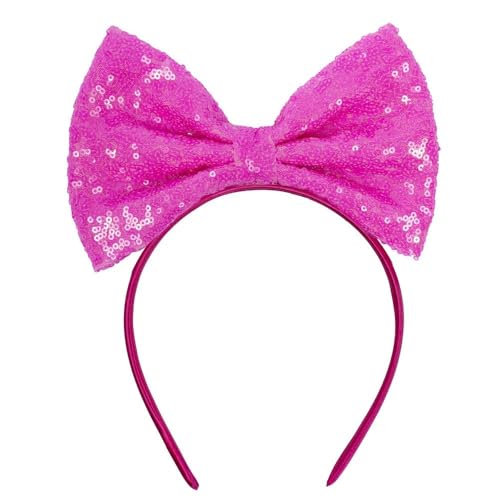 Stirnband mit Großes Schleife Damen Mädchen Bow Stirnband Haarreif Rotes Haarband Haarreifen Samt Haarschmuck Kopfschmuck für Kinder Erwachsene Fasching Karneval Cosplay Party D-Rosa von Pmnzdy