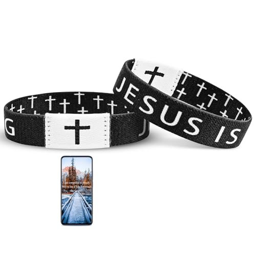 Pmormyy Armband mit Bibelvers Jesus ist König, christliches Jesus, tragbares Armband für Damen und Herren, Schwarz Pmormyy Armband mit Bibelvers Jesus ist König, christliches Jesus, tragbares Armband für Damen und Herren, Schwarz von Pmormyy