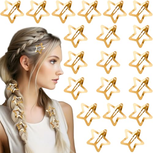 Pndeyo 20 Stück goldene Stern-Haarspangen für Frauen, rutschfeste kleine Sternschnapp-Haarnadel, niedliche Stern-Haarspangen, Haarschmuck für langes, kurzes, gewelltes, lockiges, glattes Haar von Pndeyo