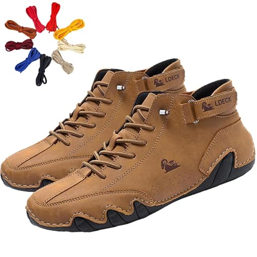 Alpaca Schuhe - Ergonomischer, Wasserdichter & Schmerzlindernder Leder-Barfußschuh, Waterproof and Breathable Orthopaedic Shoes (Brown, Erwachsene, 45, Numerisch, EU Schuhgrößensystem, M) von Pnedeodm