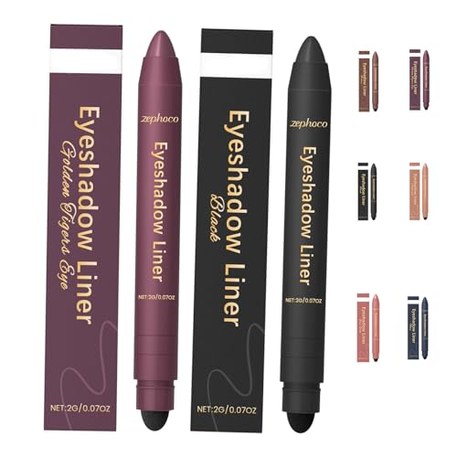 Chiura Shadow Liner 2in 1 Eyeliner Eyeshadow, Smooth and Easy to Color Waterproof & Smudge-Proof Eye Shadow Cream Pen Inelaborate All-Day Wear Glides Smoothly (Black+Rose Gold) von Pnedeodm