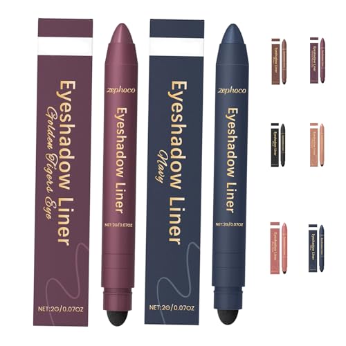 Chiura Shadow Liner 2in 1 Eyeliner Eyeshadow, Smooth and Easy to Color Waterproof & Smudge-Proof Eye Shadow Cream Pen Inelaborate All-Day Wear Glides Smoothly (Rose Gold+Navy) von Pnedeodm