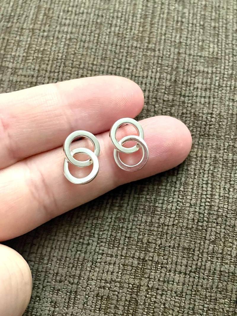 sterling Silber Doppel Loop Ohrstecker-Offene Hoop Ohrstecker-Unikate Ohrringe von PoaJewels