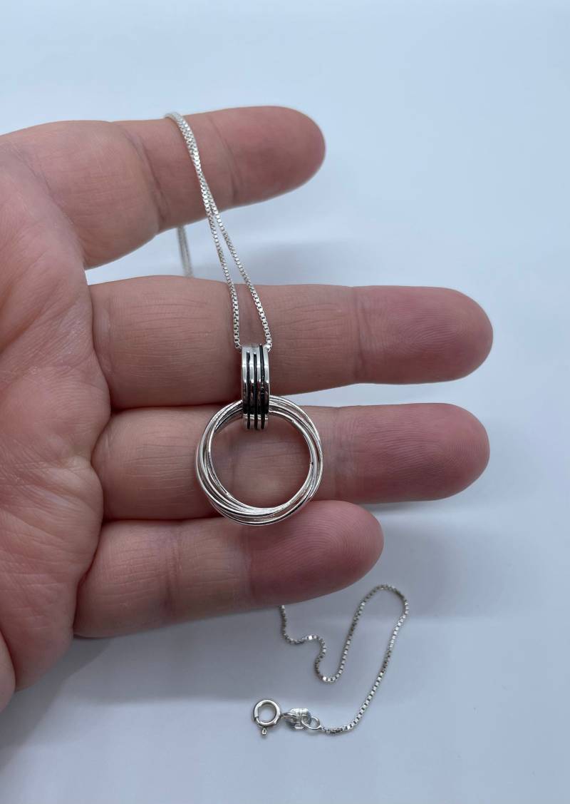 sterling Silber Multi-Kreis-Ring-Anhänger-Multi-Kreis-Ring-Halskette-Silber Runden Anhänger von PoaJewels