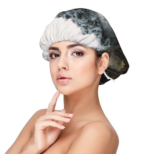 Dampfzug und Eisenbahn, Satin-Schlafmütze für Erwachsene – Elastische Schlafhaube für Damen, verstellbare Haarabdeckung für die Nacht von Poadnly