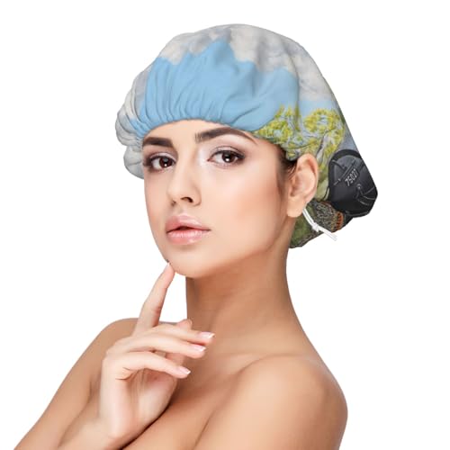 Dampfzug und Eisenbahn, Satin-Schlafmütze für Erwachsene – Elastische Schlafhaube für Damen, verstellbare Haarabdeckung für die Nacht von Poadnly