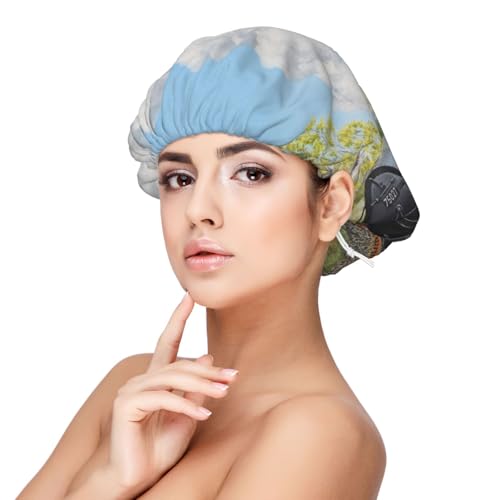 Dampfzug und Eisenbahn, Satin-Schlafmütze für Erwachsene – Elastische Schlafhaube für Damen, verstellbare Haarabdeckung für die Nacht von Poadnly