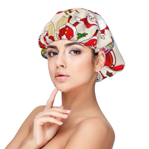 Weihnachten Weihnachtsmann Xmas, Satin-Schlafmütze für Erwachsene – Elastische Schlafhaube für Damen, verstellbare Haarabdeckung für die Nacht von Poadnly