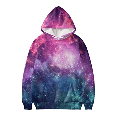 Poceacles Damen Kapuzenpullover mit Kordelzug, ultraweich, atmungsaktiv, lässig, langärmelig, Pullover mit Tasche für Party, Arbeit, Reisen, Galaxy Space-Pink, 38 von Poceacles