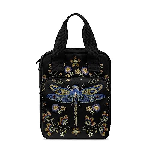 Poceacles Droganfly Bibelhülle mit Blumenmuster für Damen und Herren, Bibeltasche, Tragetasche mit Griff und Reißverschlusstasche, Tragetasche, Buchhalter, Organizer-Taschen von Poceacles