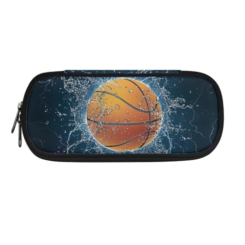 Poceacles Federmäppchen für Kinder, Jungen, Mädchen, Schreibwaren-Tasche, Marker-Organizer, tragbare Kosmetiktasche, Münzgeldbörse, Wasser-Basketball, Einheitsgröße, Federmäppchen von Poceacles