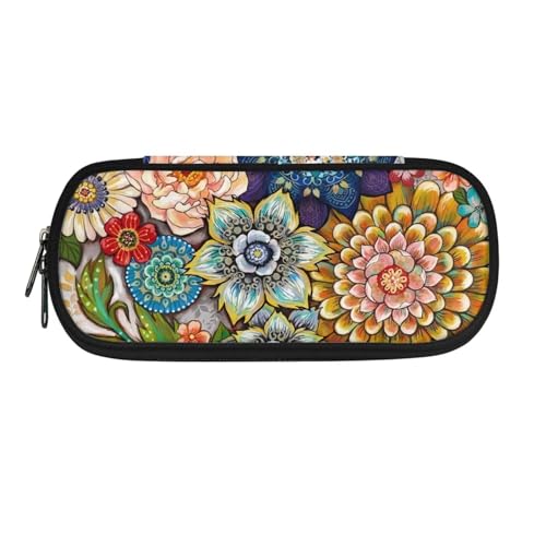 Poceacles Federmäppchen für Mädchen und Jungen, großes Fassungsvermögen, tragbare Bürobedarfs-Make-up-Tasche, Schreibtisch-Organizer für Büro, Bohemia Mandala Flower, Einheitsgröße, Federmäppchen von Poceacles