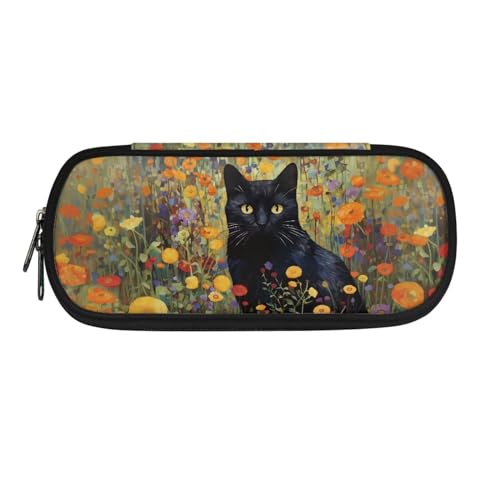 Poceacles Federmäppchen für Mädchen und Jungen, großes Fassungsvermögen, tragbare Bürobedarfs-Make-up-Tasche, Schreibtisch-Organizer für Büro, Bunte Katze, Einheitsgröße, Federmäppchen von Poceacles