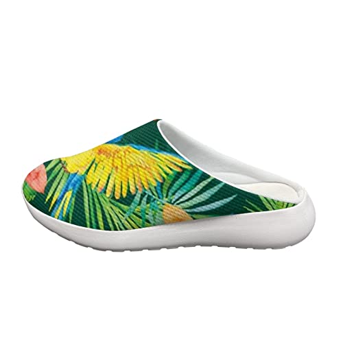 Poceacles Flache Schuhe zum Reinschlüpfen, weiche lässige Wanderschuhe, rutschfeste rückenfreie Pantoletten, bequeme atmungsaktive Garten-Clogs, US 5,5 bis 13,5, Hibiskus-Papageiengrün, 40.5 EU von Poceacles