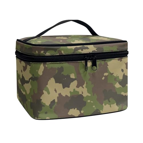 Poceacles Große Make-up-Tasche, tragbare Reise-Make-up-Tasche für Damen und Mädchen, Make-up-Pinseltasche, Make-up-Tasche, Organizer, Kosmetiktasche, Braun, Grün, Schwarz, Camouflage, Einheitsgröße von Poceacles