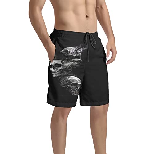 Poceacles Herren-Badehose, schnelltrocknend, Sommer, Kordelzug, Sport, Laufen, Schwimmshorts für Strand, Fitnessstudio, Skull-Black, 56 von Poceacles