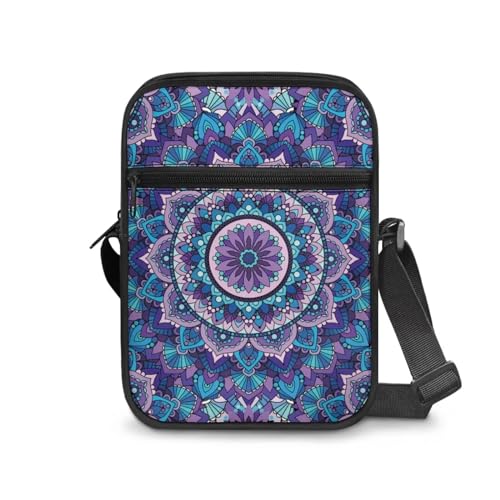 Poceacles Kleine Umhängetasche, Umhängetasche, Kuriertasche für Damen und Herren, Reißverschluss, Handy-Handtaschen, Hüfttasche, Crossbody-Tasche, Boho Mandala, Einheitsgröße von Poceacles