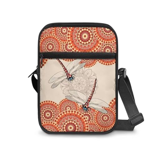 Poceacles Kleine Umhängetasche für Damen und Herren, Gürteltasche, Rucksack, Bauchtasche, Geldbörse, Umhängetasche, Kuriertasche, Bohemia Mandala Libelle, Einheitsgröße von Poceacles