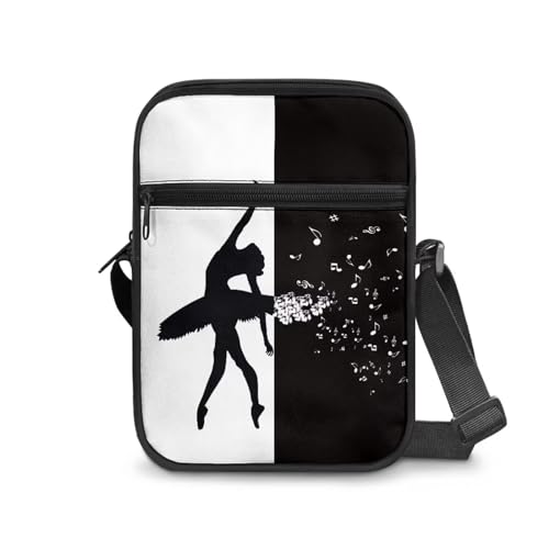 Poceacles Kleine Umhängetasche für Damen und Herren, Gürteltasche, Rucksack, Bauchtasche, Geldbörse, Umhängetasche, Kuriertasche, Musiknote Ballerina Girl, Einheitsgröße von Poceacles