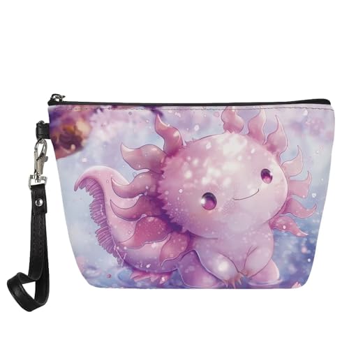 Poceacles Kosmetik-/Make-up-Organizer, Reise-Handtasche mit Handschlaufe, Kulturbeutel, Aufbewahrungstasche für Damen und Jugendliche, Cute Axolotl 1 von Poceacles
