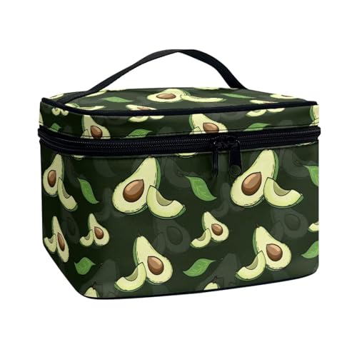 Poceacles Make-up-Tasche, tragbare Kosmetiktasche, großes Fassungsvermögen, Reise-Make-up-Organizer, Mädchen, Damen, Kulturbeutel mit Griff, Grüner Avocado, Einheitsgröße von Poceacles