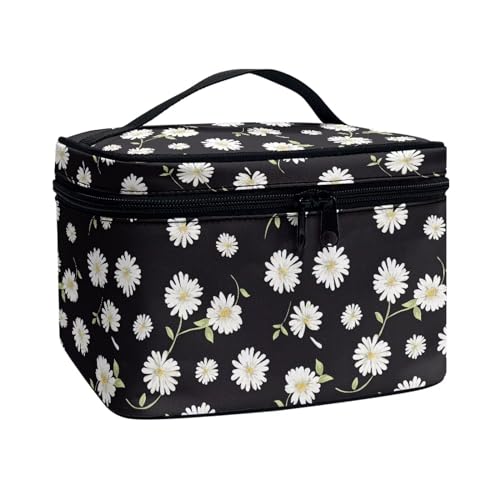 Poceacles Reise-Make-up-Tasche, große Kapazität, Kosmetiktasche für Damen, tragbare Tasche, Kulturbeutel, Make-up-Organizer mit Griff, Gänseblümchen, Einheitsgröße von Poceacles