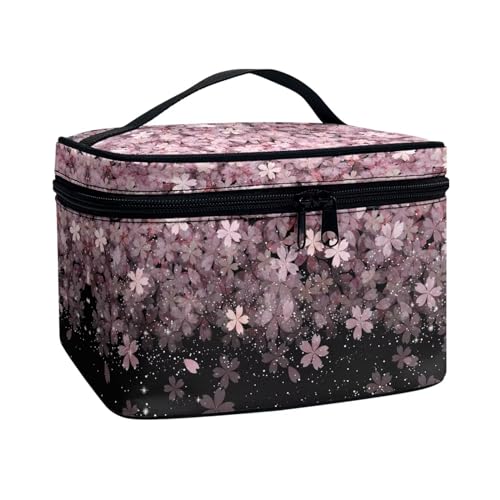 Poceacles Tragbare Make-up-Tasche, Kosmetiktasche für Damen und Mädchen, multifunktionaler Kulturbeutel, Organizer für Reise-Zubehör, Cherry Blossom, Einheitsgröße von Poceacles