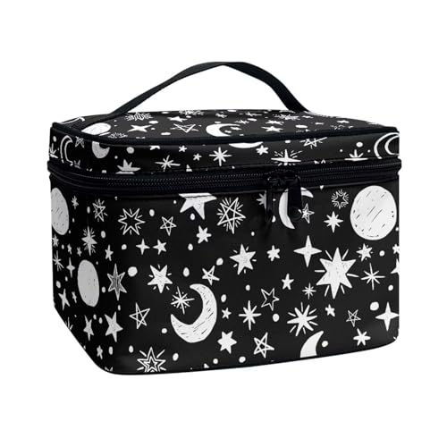 Poceacles Tragbare Make-up-Tasche, Kosmetiktasche für Damen und Mädchen, multifunktionaler Kulturbeutel, Organizer für Reise-Zubehör, Moon Star, Einheitsgröße von Poceacles