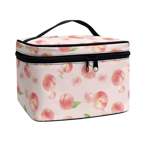 Poceacles Tragbare Make-up-Tasche, Kosmetiktasche für Damen und Mädchen, multifunktionaler Kulturbeutel, Organizer für Reise-Zubehör, Pink Peach, Einheitsgröße von Poceacles