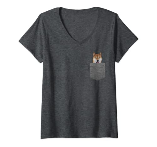 Damen Doge Shiba Inu T-Shirt mit Hundemotiv T-Shirt mit V-Ausschnitt Damen Doge Shiba Inu T-Shirt mit Hundemotiv T-Shirt mit V-Ausschnitt von Pocket Animals Tees