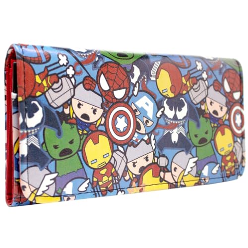 Chibi Superhelden Versammelt Euch! I Love You 3000 Portemonnaie Tri-Fold Münzfach & Kartenhalter, Rot von PocketGear