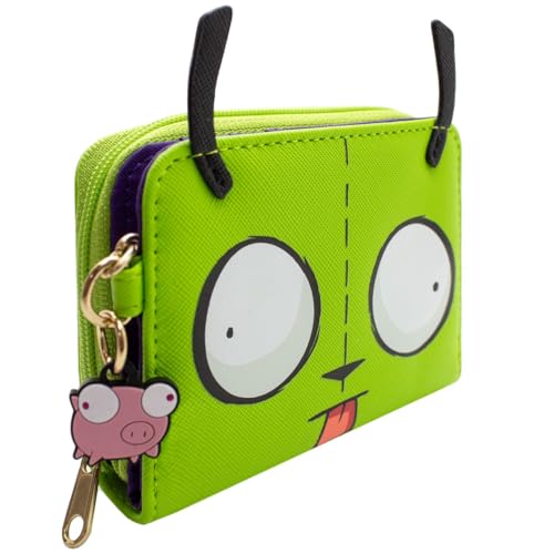 Invader Außerirdischer Zim Klassische Pose Mit Schweinchen-Anhänger Portemonnaie Clutch Münzfach & Kartenhalter, Grün von PocketGear