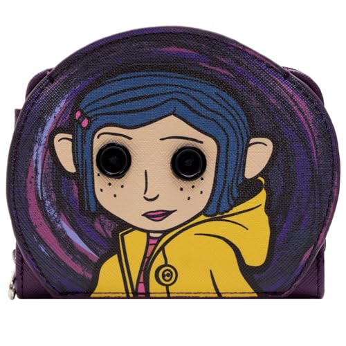 Knopfaugen Coraline Paralleluniversum Dunkle Fantasy Portemonnaie Reißverschluss Münzfach und Kartenhalter, Lila von PocketGear