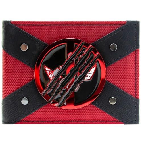 PocketGear Dead Pool und Wolverine Schlitz-Emblem was ist Deine Superkraft Geldbörse/Geldbeutel Bi-Fold Ausweis- & Kartenhalter, Rot von PocketGear