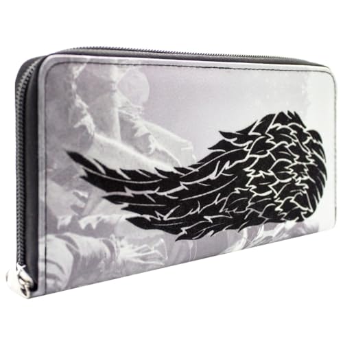 Walking Daryl Dead Dixon Biker-Weste Engel-Flügel Portemonnaie Clutch mit Münzfach und Kartenhalter, Grau von PocketGear