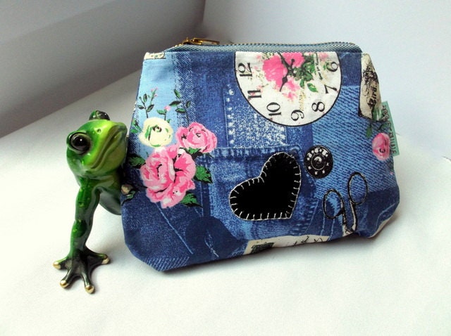 Carry "Bohemian" Currency Stiff, Blue Tricky Fabric Jeans, Embroidered, Doubled Heart Carry "Bohemian" Currency Stiff, Blue Tricky Fabric Jeans, Embroidered, Doubled Heart von PocketPilule
