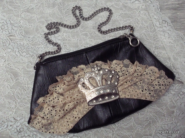 Handtasche " Die Parisienne Ii Imitation Leder, Schwarz Und Marone, Spitze Handtasche " Die Parisienne Ii Imitation Leder, Schwarz Und Marone, Spitze von PocketPilule