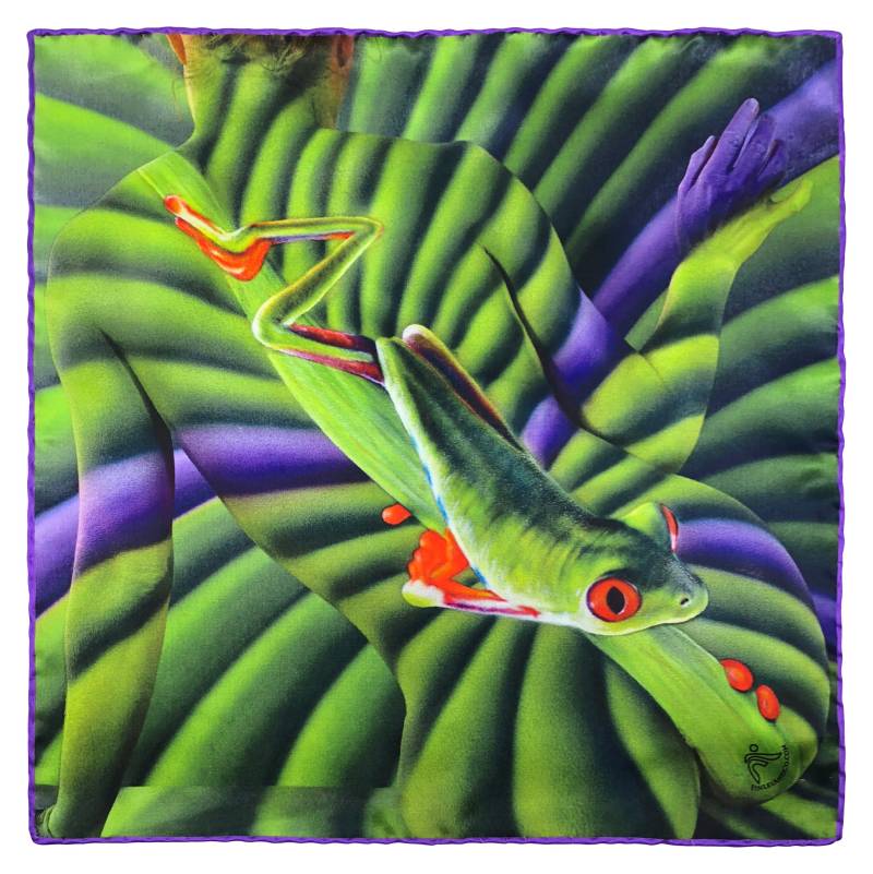 Ein Luxuriöser Seidenpocket Square Mit "Tweefwog" Fine Art Von Craig Tracy von PocketSquareArt