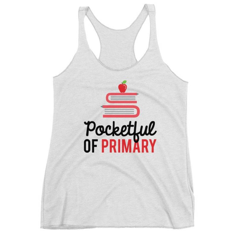 Heather White Pocketful Of Primary Logo Damen Racerback Tank Heather White Pocketful Of Primary Logo Damen Racerback Tank von PocketfulofPrimary
