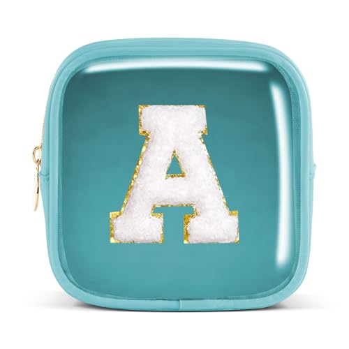 Pocmimut Personalisierte Make-up-Tasche, Kosmetiktasche, Kulturbeutel für Mutter, Frau, Lehrer, 18. Geburtstag, Geschenk für Mädchen, A, Mini-Blau, Mini, A von Pocmimut