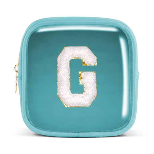 Pocmimut Personalisierte Make-up-Tasche, Kosmetiktasche, Kulturbeutel für Mutter, Frau, Lehrer, 18. Geburtstag, Geschenk für Mädchen, A, Mini-Blau, Mini, G von Pocmimut