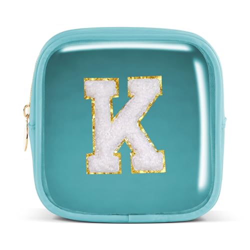 Pocmimut Personalisierte Make-up-Tasche, Kosmetiktasche, Kulturbeutel für Mutter, Frau, Lehrer, 18. Geburtstag, Geschenk für Mädchen, A, Mini-Blau, Mini, K von Pocmimut
