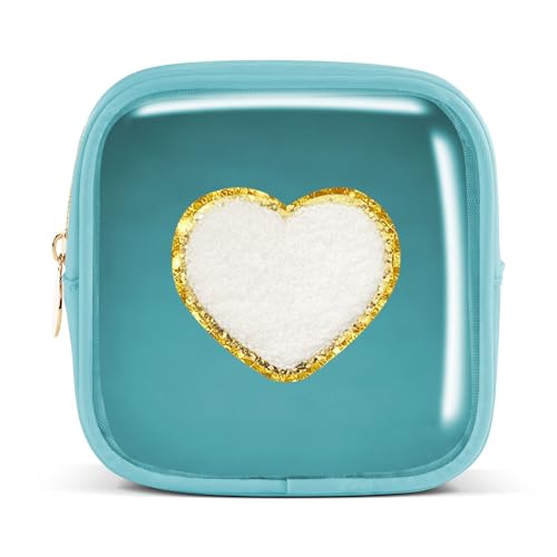 Pocmimut Personalisierte Make-up-Tasche, Kosmetiktasche, Kulturbeutel für Mutter, Frau, Lehrer, 18. Geburtstag, Geschenk für Mädchen, A, Mini-Blau, Mini, Liebe von Pocmimut