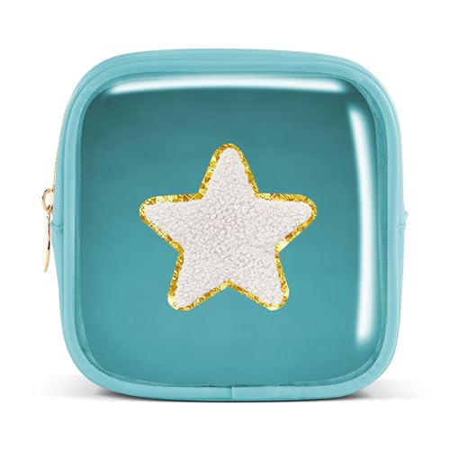 Pocmimut Personalisierte Make-up-Tasche, Kosmetiktasche, Kulturbeutel für Mutter, Frau, Lehrer, 18. Geburtstag, Geschenk für Mädchen, A, Mini-Blau, Mini, Stern von Pocmimut