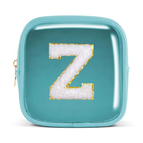 Pocmimut Personalisierte Make-up-Tasche, Kosmetiktasche, Kulturbeutel für Mutter, Frau, Lehrer, 18. Geburtstag, Geschenk für Mädchen, A, Mini-Blau, Mini, Z von Pocmimut