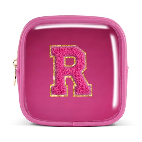 Pocmimut Personalisierte Make-up-Tasche, Kosmetiktasche, Kulturbeutel für Mutter, Frau, Lehrer, 18. Geburtstag, Geschenk für Mädchen, A, Mini-Magenta, Mini, R von Pocmimut