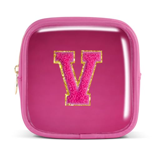 Pocmimut Personalisierte Make-up-Tasche, Kosmetiktasche, Kulturbeutel für Mutter, Frau, Lehrer, 18. Geburtstag, Geschenk für Mädchen, A, Mini-Magenta, Mini, V von Pocmimut