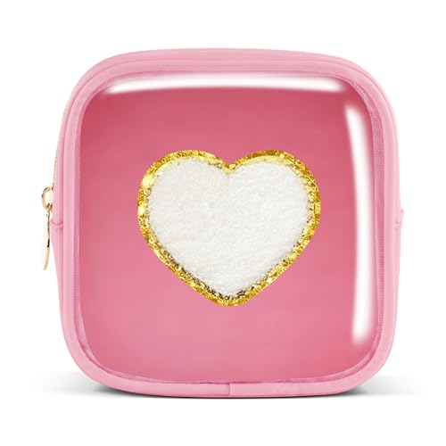 Pocmimut Make-up-Tasche, personalisierbar, Reise-Kulturbeutel, trendiges Geschenk für Zwillings- und Teenager-Mädchen, Freundin, Lehrer und Mutter, Mini-Pink, Mini, Liebe von Pocmimut