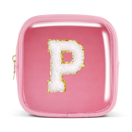 Pocmimut Make-up-Tasche, personalisierbar, Reise-Kulturbeutel, trendiges Geschenk für Zwillings- und Teenager-Mädchen, Freundin, Lehrer und Mutter, Mini-Pink, Mini, P von Pocmimut